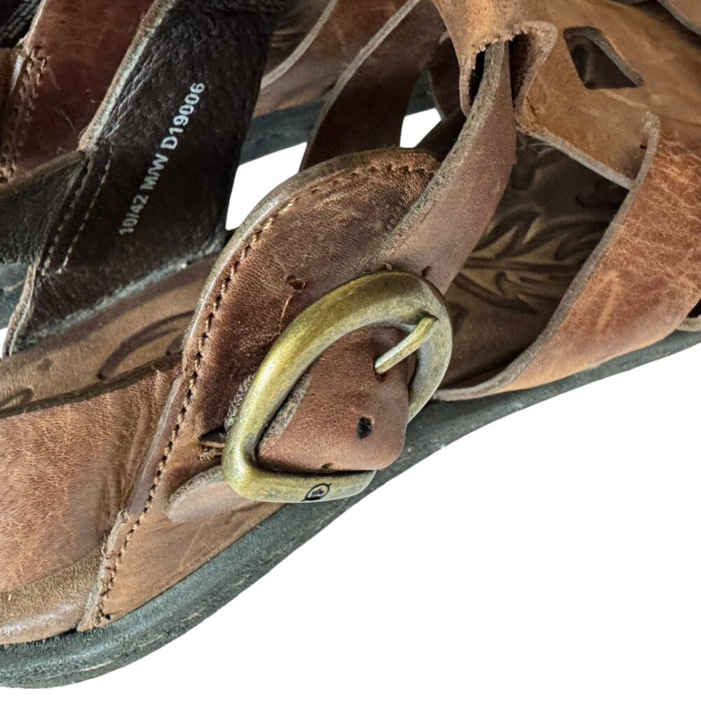 Born Size 10 Leather Carys Fisherman Sandals Classic Timeless Adjustable Brown - Picture 8 of 13